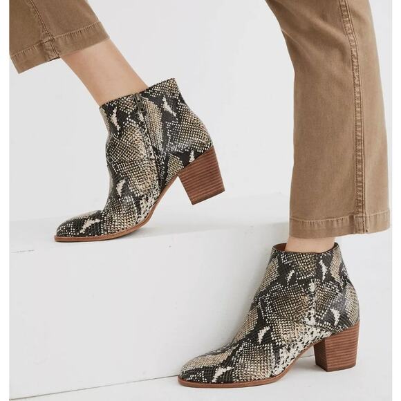 Madewell Ankle Boots Snake Embossed Leather Moonstone Multi Size 7 NIB Cloudlift - Picture 1 of 14